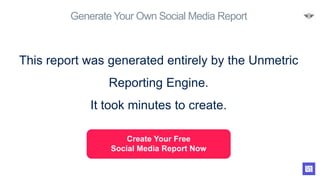 Generate Your Own Social Media Report
This report was generated entirely by the Unmetric
Reporting Engine.
It took minutes to create.
Create Your Free
Social Media Report Now
 