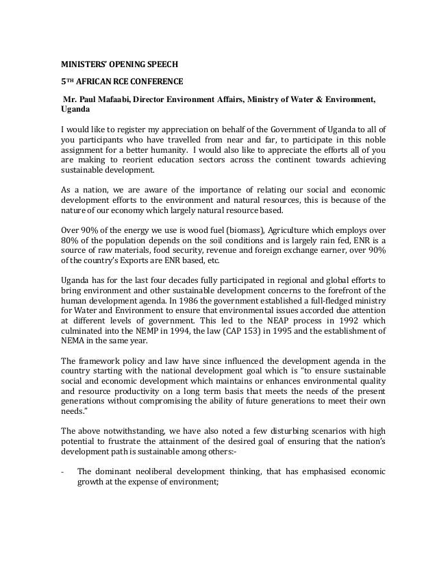 Address by the Director of Environment Affairs, 5th African RCE Conference