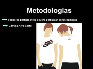 Metodologias Todos os participantes deverá participar do treinamento Camisa Alvo Certo 
