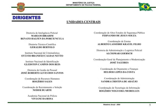 MINISTÉRIO DA JUSTIÇA
DEPARTAMENTO DE POLÍCIA FEDERAL
Relatório Anual - 2004 5
UNIDADES CENTRAIS
Coordenação de Altos Estu...
