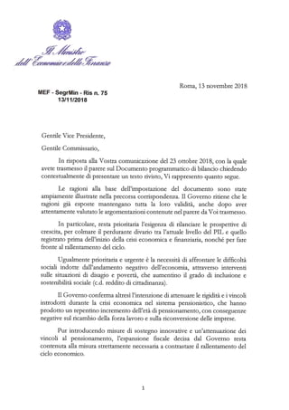 Ministro tria lettera_commissari_13_nov_2018