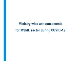 Ministry wise announcements
for MSME sector during COVID-19
 