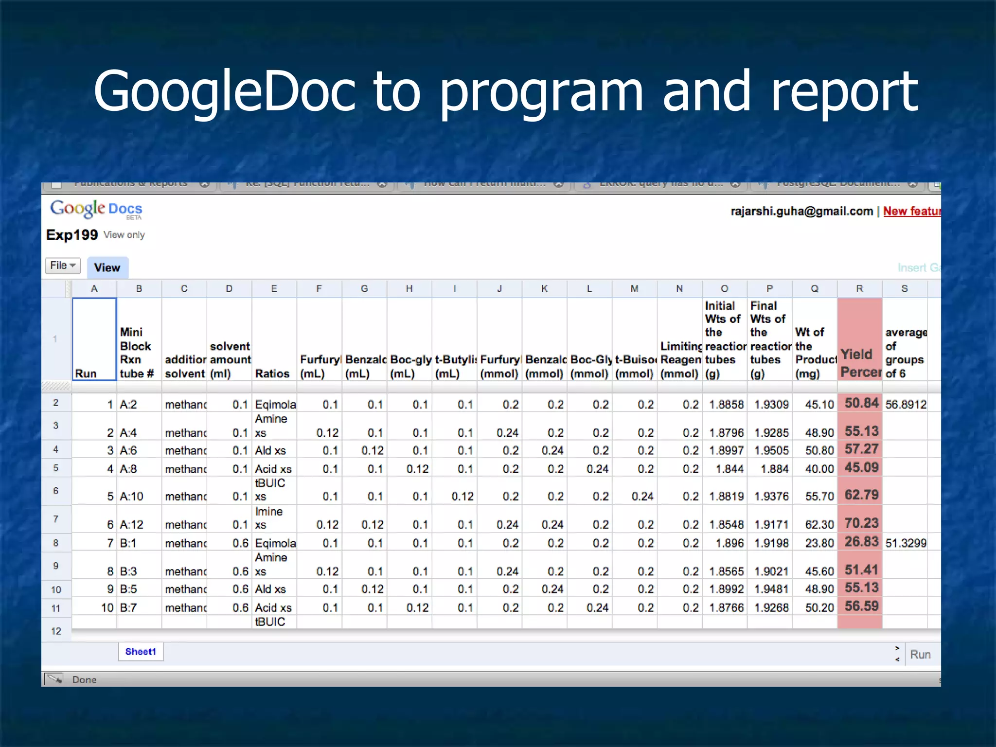 GoogleDoc to program and report 
