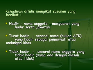 Pengenalan Kepada Minit Mesyuarat