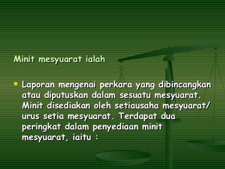 Pengenalan Kepada Minit Mesyuarat