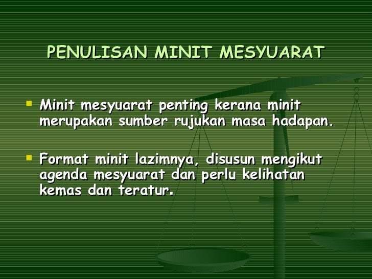 Pengenalan Kepada Minit Mesyuarat