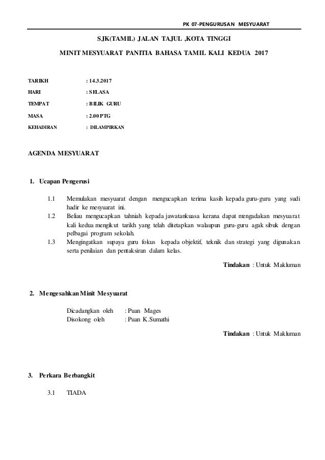 Minit Mesyuarat Pbt Kali Ke 2 2017