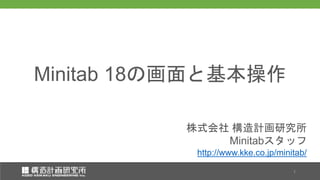 株式会社 構造計画研究所
Minitabスタッフ
Minitab 18の画面と基本操作
1
http://www.kke.co.jp/minitab/
 