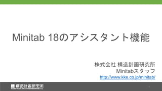株式会社 構造計画研究所
Minitabスタッフ
Minitab 18のアシスタント機能
1
http://www.kke.co.jp/minitab/
 