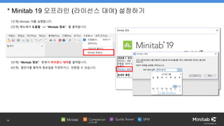 © 2019 Minitab, Inc.
14
* Minitab 19 오프라인 (라이선스 대여) 설정하기
1단계] Minitab 19를 실행합니다.
2단계] 메뉴에서 도움말 –> “Minitab 정보” 를 클릭합니다.
3단...