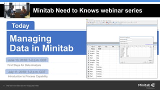 Minitab Need to Knows Series 1 - How to Manage Data in Minitab | PDF