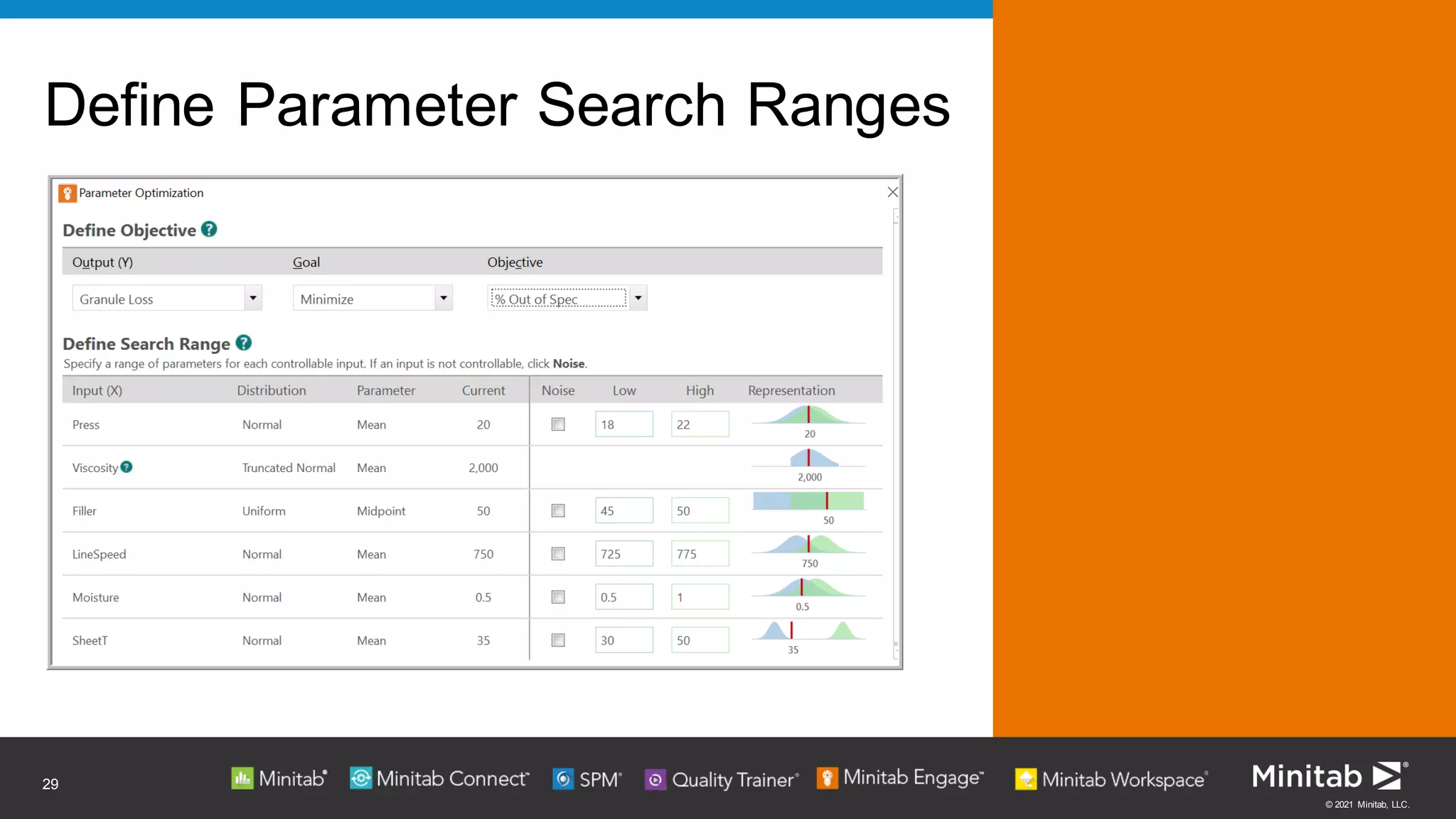 © 2021 Minitab, LLC.
Define Parameter Search Ranges
29
 