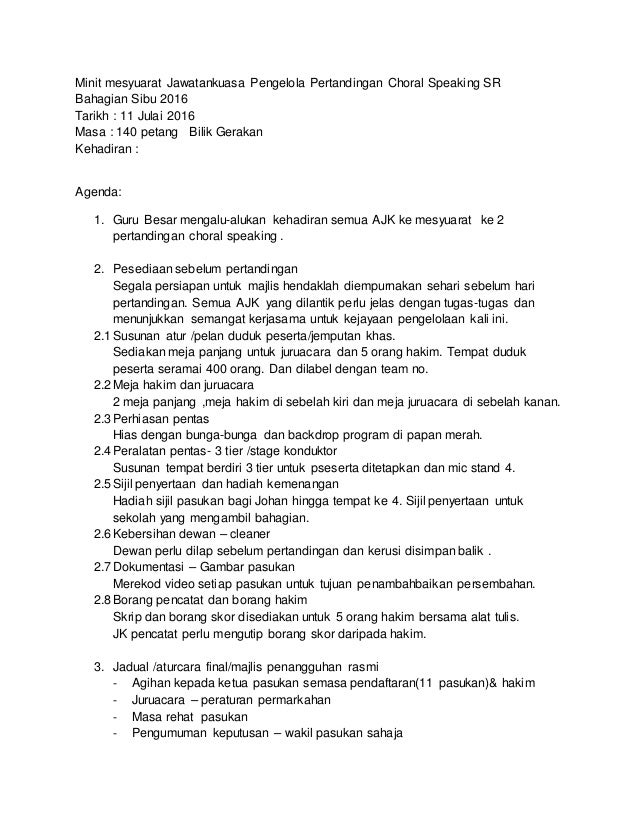 Teks Pengumuman Keputusan Pertandingan