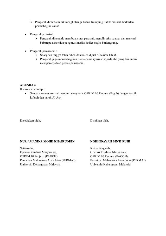 Minit mesyuarat opkim 6