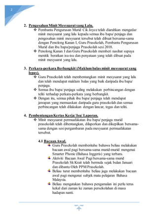 Minit mesyuarat permuafakatan Prasekolah 2018 ke 2