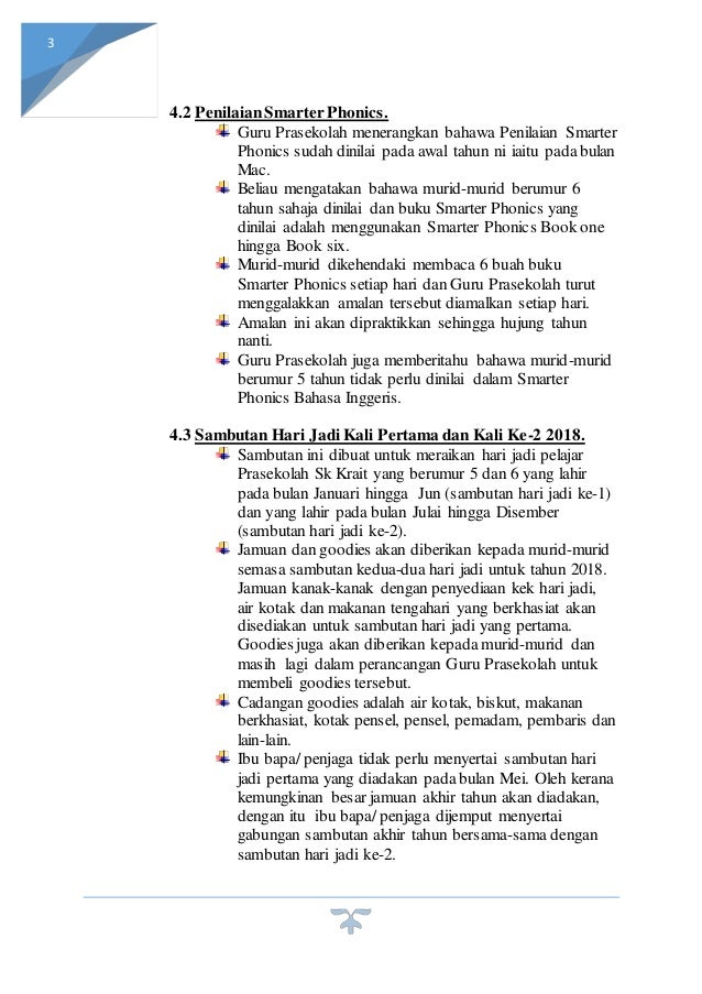 Minit mesyuarat permuafakatan Prasekolah 2018 ke 2