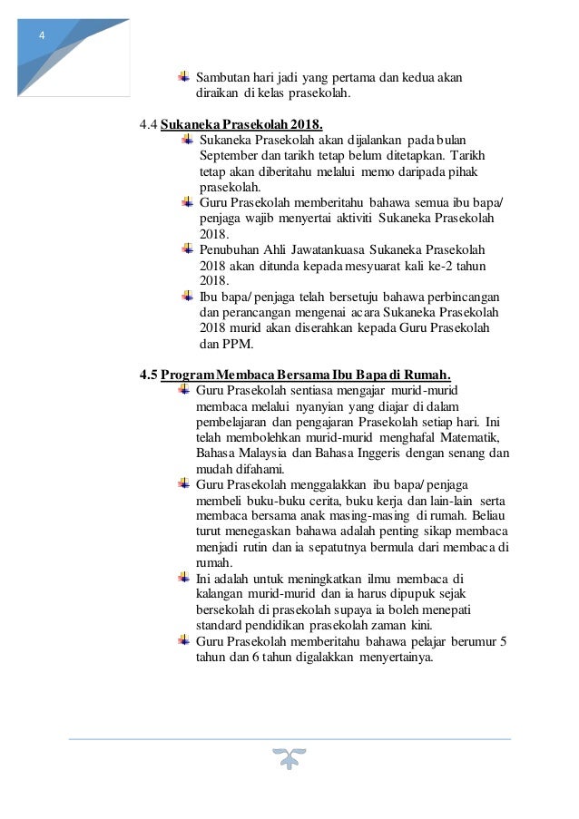 Minit mesyuarat permuafakatan Prasekolah 2018 ke 2