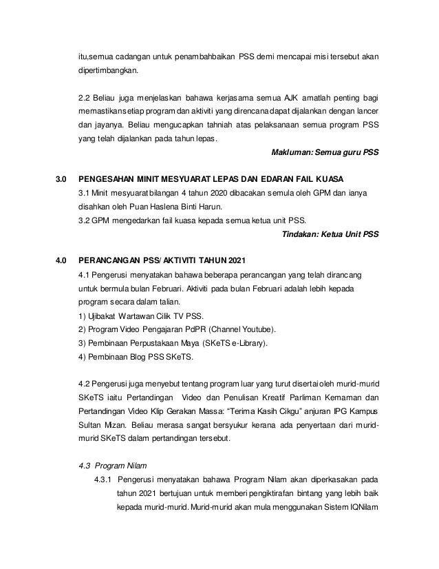 Minit Mesyuarat Pss Bil 1 2021 Edit