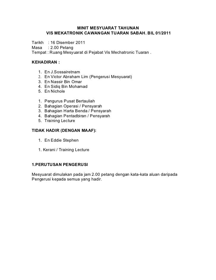 Minit mesyuarat tahunan