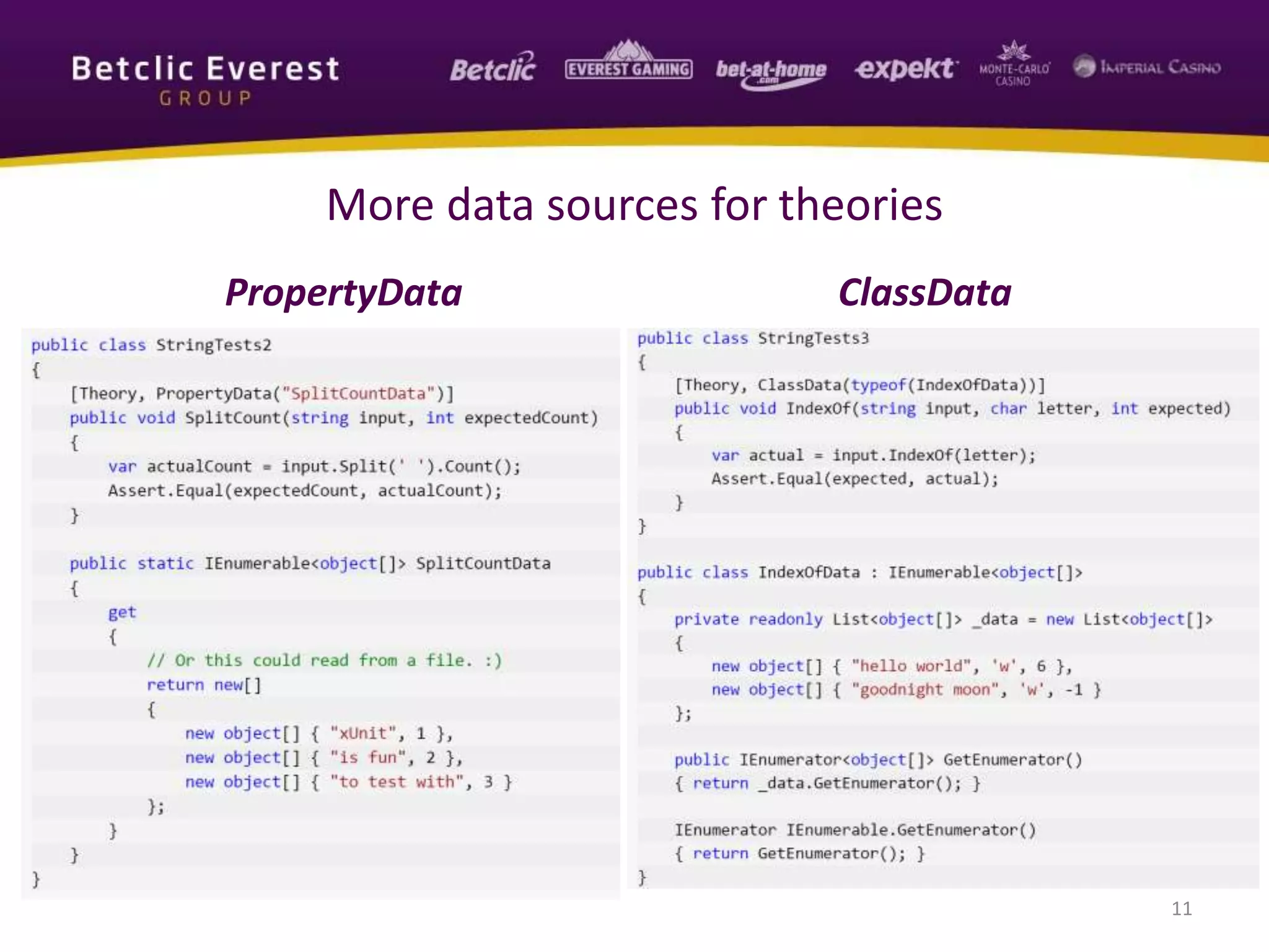 More data sources for theories
PropertyData ClassData
11
 