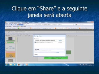 Clique em “Share” e a seguinte janela será aberta 