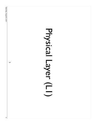 Physical Layer (L1)
                                    5
Saturday, August 6, 2011                         5
 