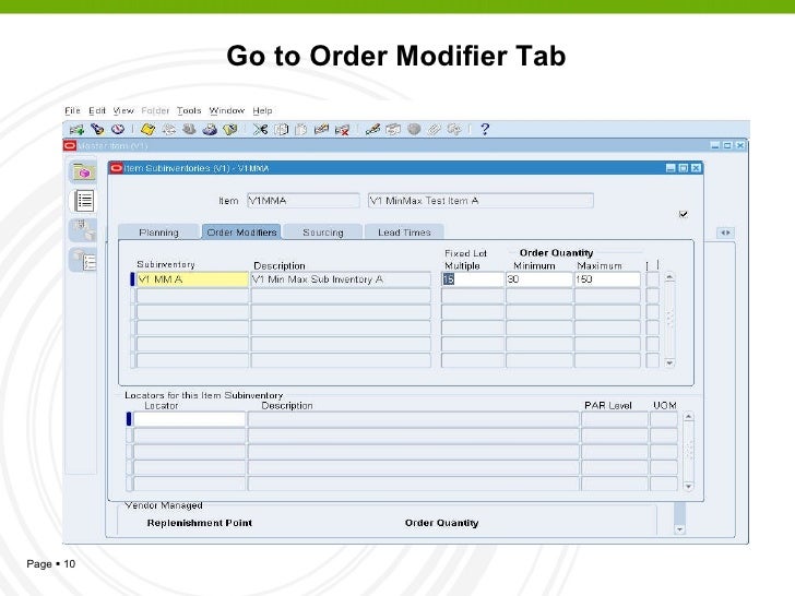 Min Max Planning in Oracle Inventory eBS R12