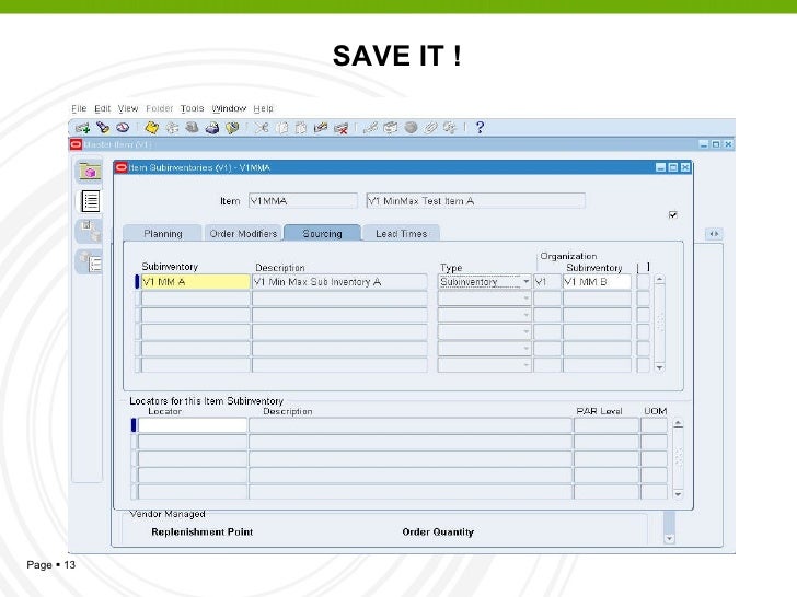 Min Max Planning in Oracle Inventory eBS R12