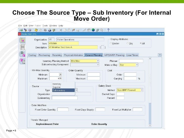Min Max Planning in Oracle Inventory eBS R12