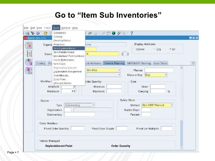 Min Max Planning in Oracle Inventory eBS R12