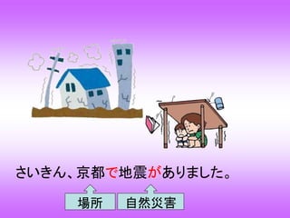 さいきん、京都で地震がありました。
場所 自然災害
 