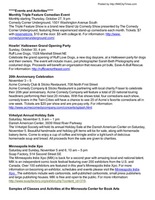 Posted by http://MillCityTimes.com

*****Events and Activities*****
Monthly Triple Feature Comedian Event
Monthly starting...