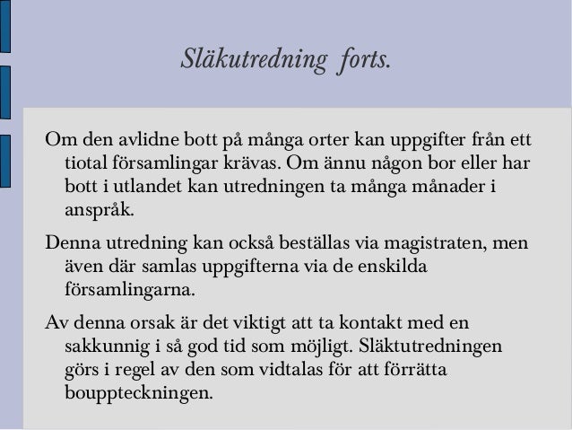 Minneslista Bouppteckning