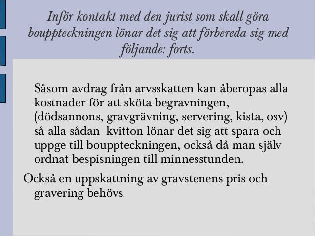 Minneslista Bouppteckning