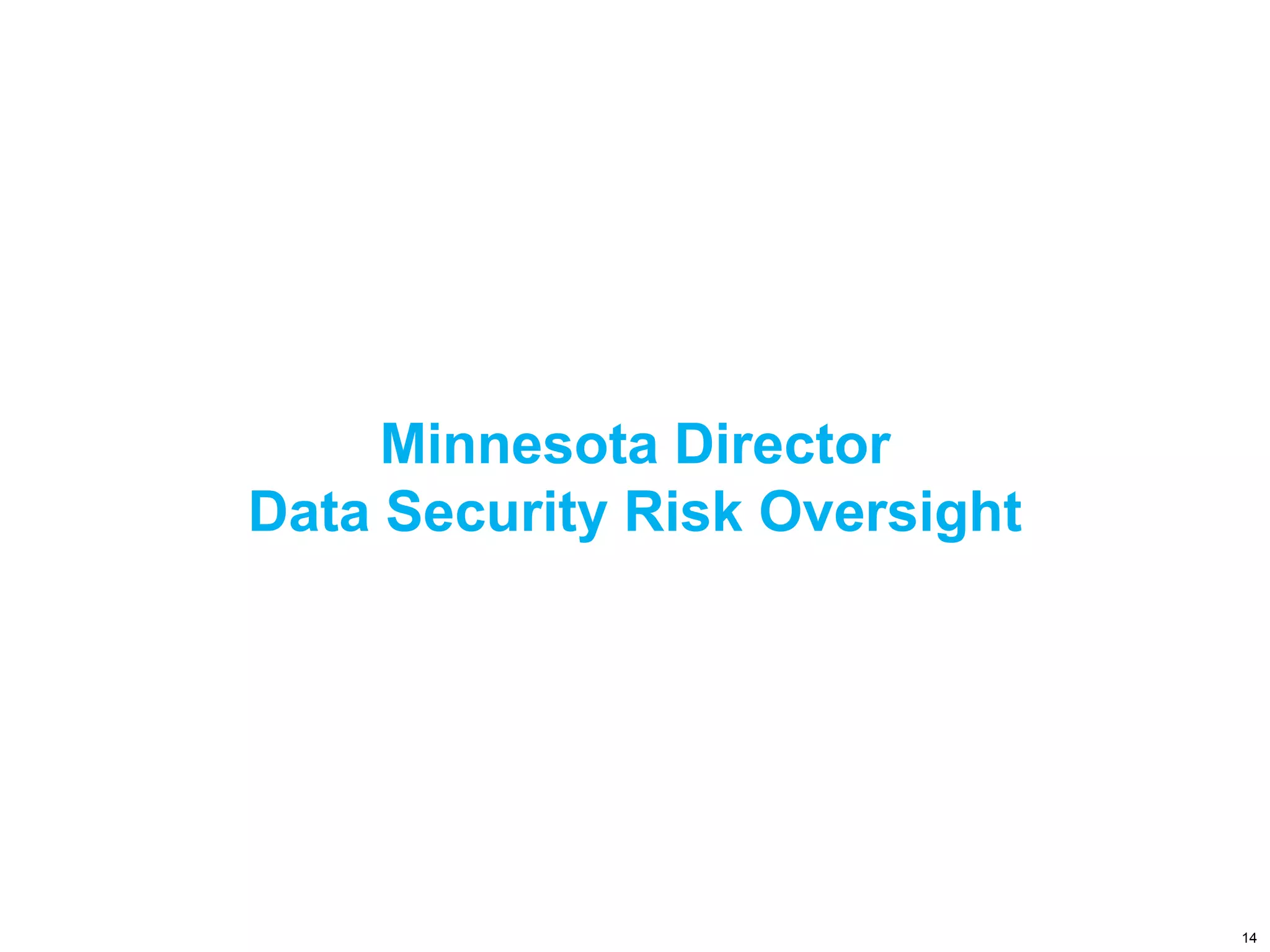 Minnesota Director
Data Security Risk Oversight
14
 