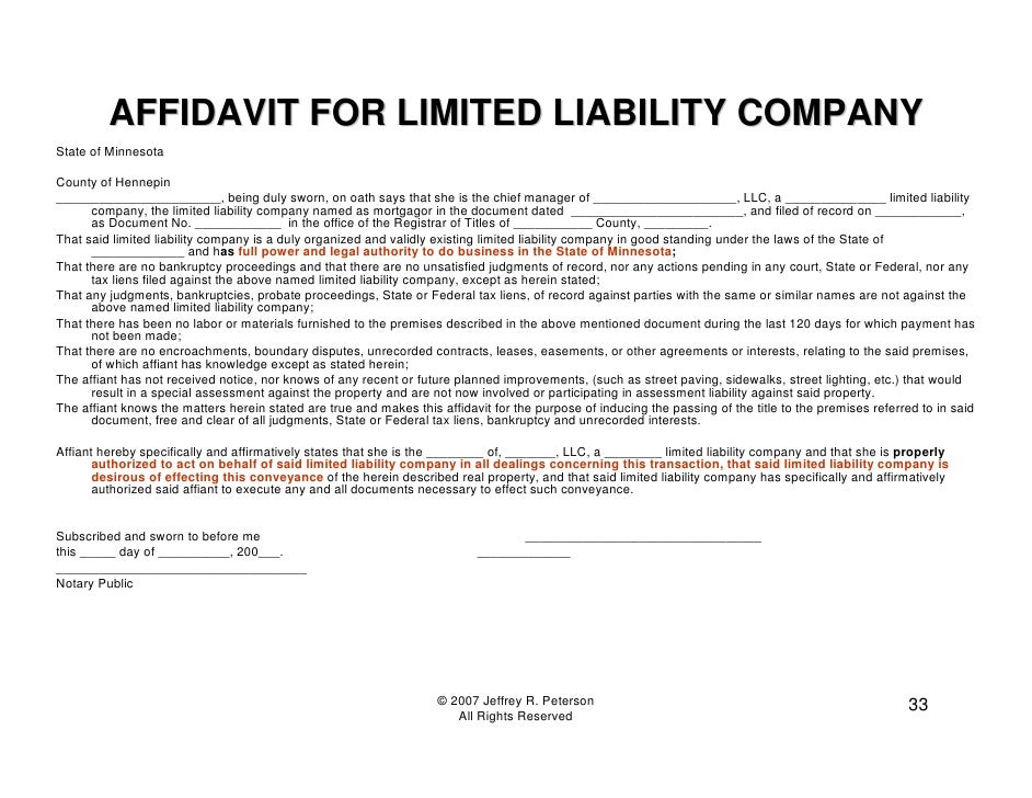 Minnesota Real Estate Transactions With Legal Entities 2007