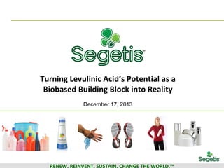 Turning Levulinic Acid’s Potential as a
Biobased Building Block into Reality
December 17, 2013

RENEW. REINVENT. SUSTAIN. CHANGE THE WORLD.™

 