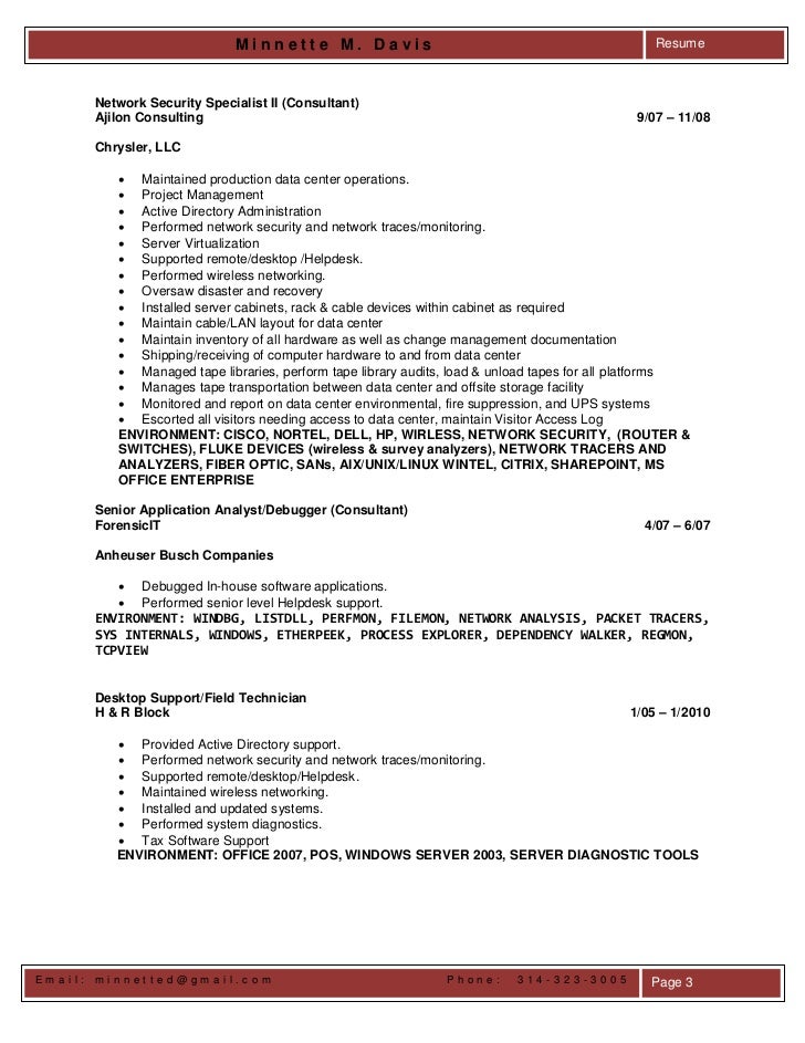 Security system engineer resume