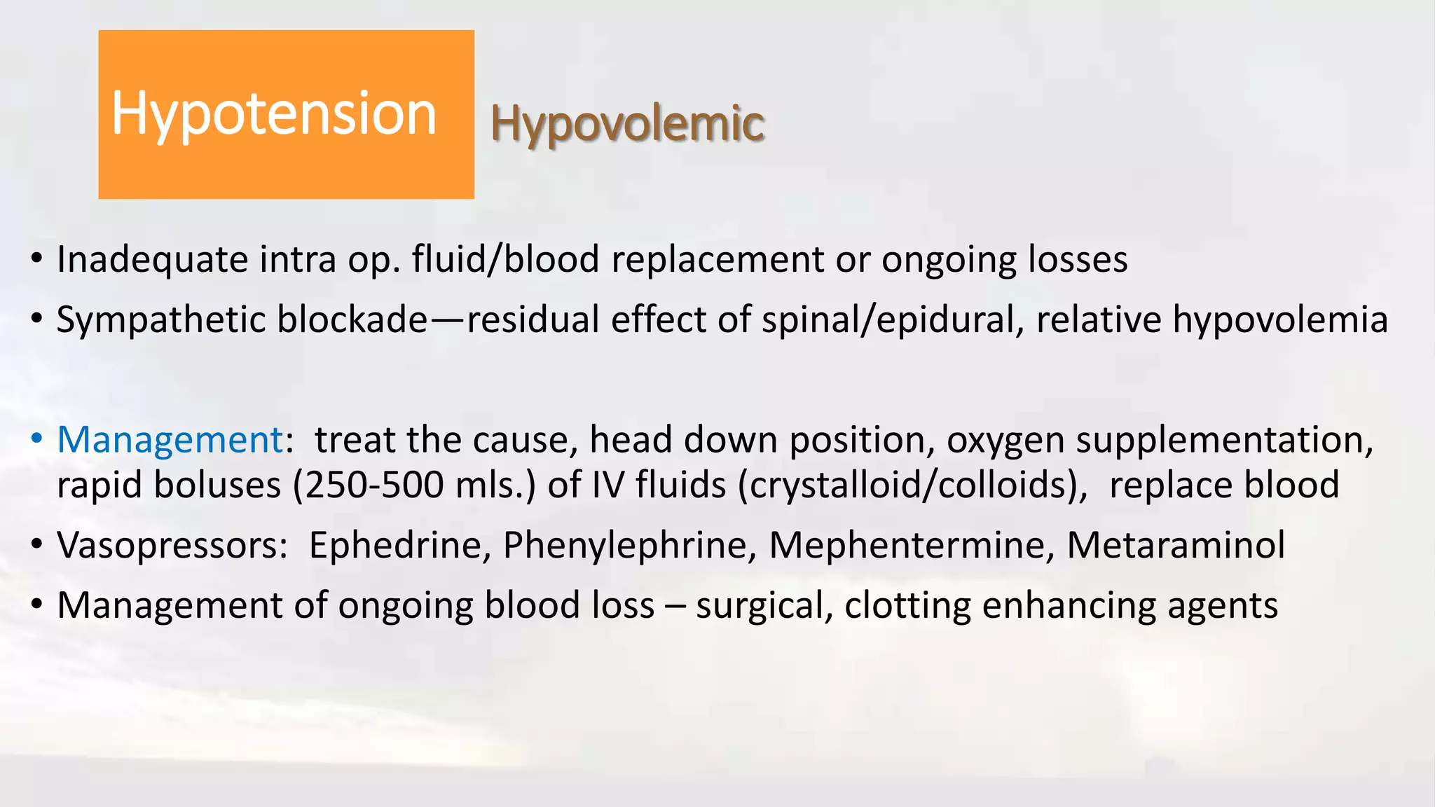 POST-OPERATIVE MANAGEMENT OF HEMODYNAMICALLY UNSTABLE PATIENT | PPTX