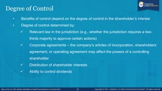 Degree of Control
• Degree of control will influence the magnitude of the discount
• Adjustments to reflect different degr...