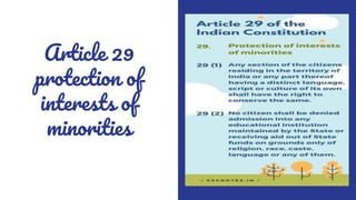 Article 29
protection of
interests of
minorities
 