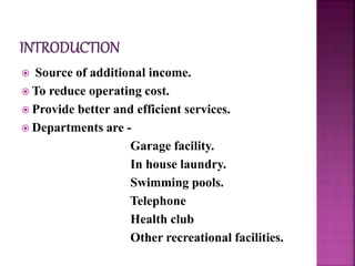 Minor Operating Minor operating departments in hospitality industry | PPTX