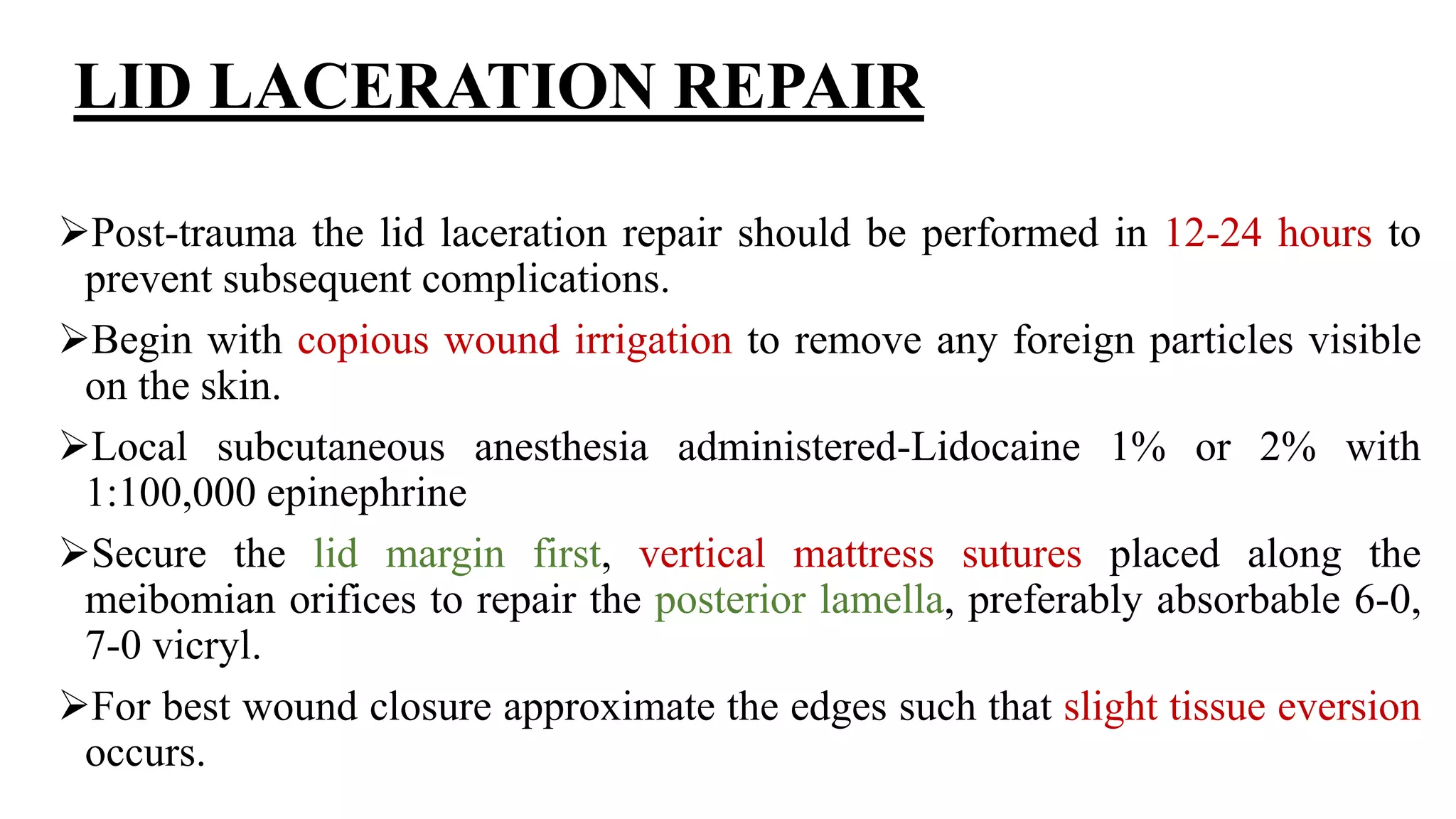 Minor ophthalmic procedures and instruments