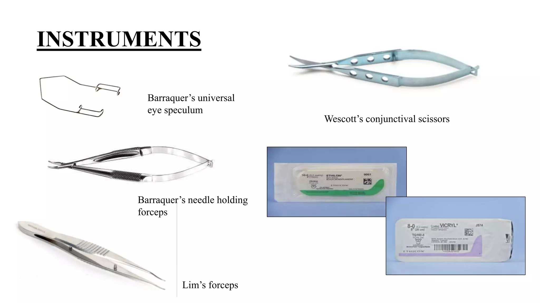 Minor ophthalmic procedures and instruments