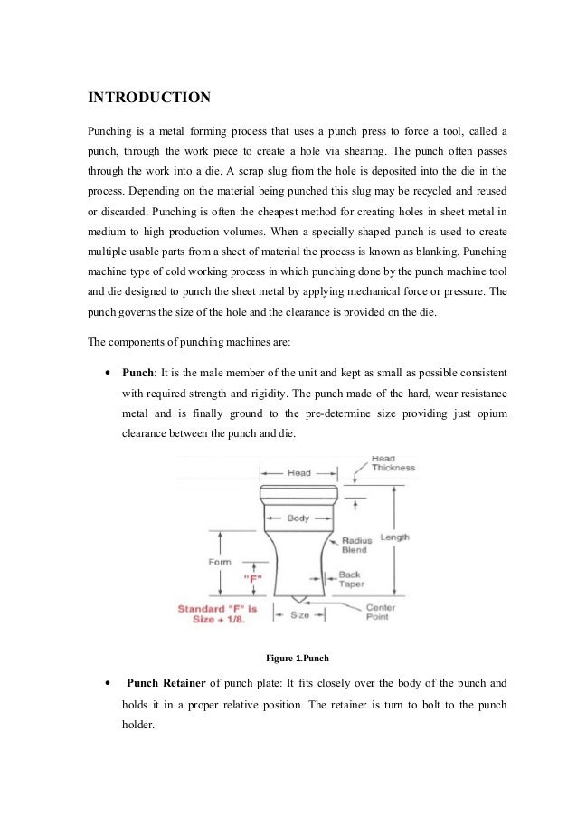 minor project report on design of hydraulic sheet metal punching mach proper punching form