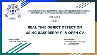 Real Time Object Detection Using Open CV | PPTX
