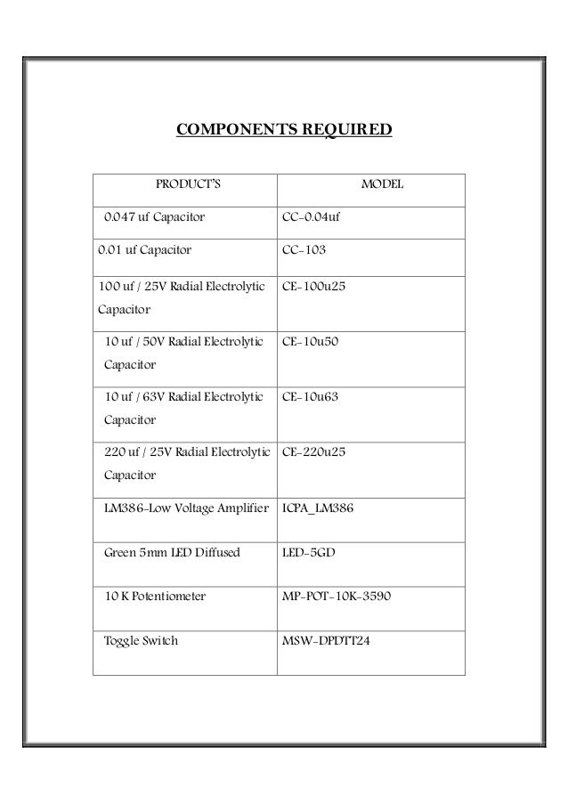 Fabrication Of Low Power Audio Amplifier Using IC LM386