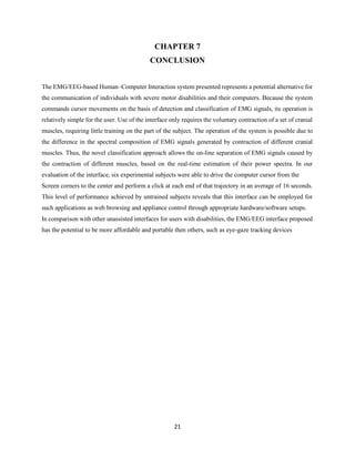 HUMAN MACHINE INTERFACE THROUGH ELECTROMYOGRAPHY MINOR PROJECT FULL ...