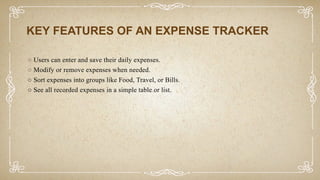 A project report on expense tracker ardinuo | PPTX