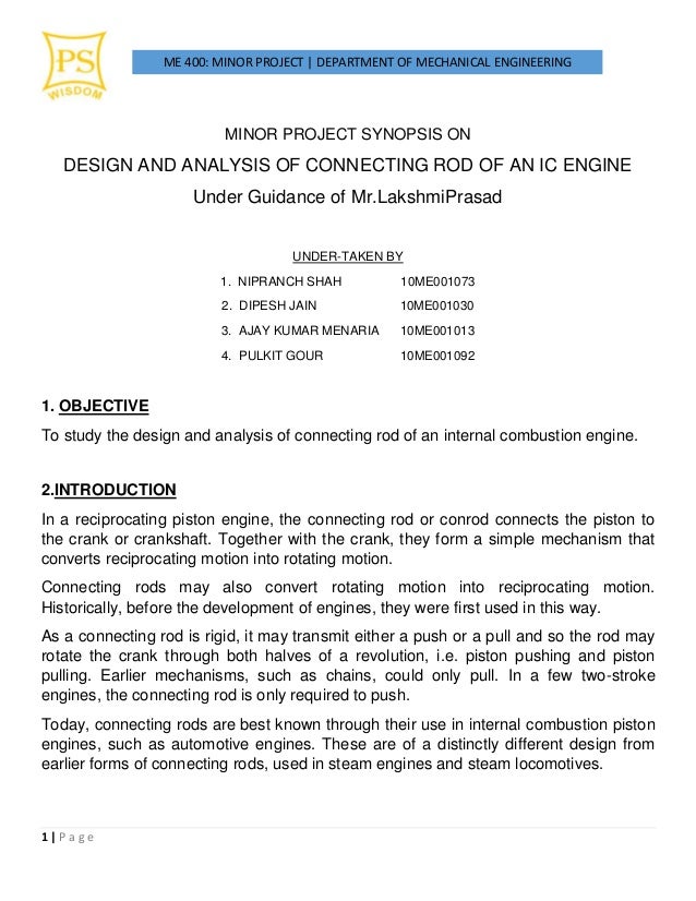 Minor Project Synopsis On Minor Project Synopsis On